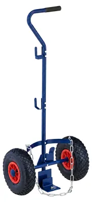 Image de Chariot de transport Relaxdays pour bouteilles de gaz, pour bouteilles de 3 et 5 kg, roues pneumatiques, acier, chariot pour bouteilles de gaz, bleu/rouge