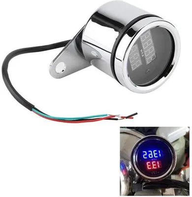 Productafbeelding van Famanu motorfiets toerenteller - Digitale spanningsweergave - Universele montage - Zilver