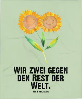 Produktbild von Mr. & Mrs. Panda Schlummerdecke Blume Sonnenblume - Blattgrün - Geschenk, Lieblingsmensch, Fleecedecke, Sonnenblumen, Erstlingsdecke, Babybettdecke, Freundin, Zusammen