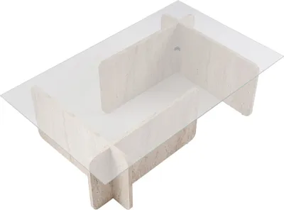 Produktbild von Skye Decor, Flavio - Travertine, Couchtische, Travertin, Glas, 105 x 30 x 65 cm