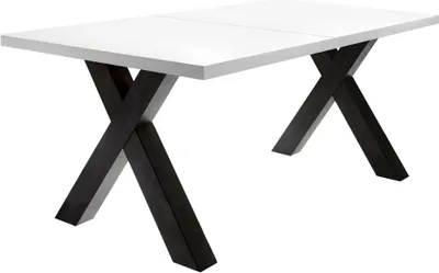 Produktbild von Esstisch ausziehbar Eike 7 140 x 90 x 75 Esszimmertisch Schwarzstahl/Weiß Matt Lack 13442-140