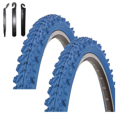 Zdjęcie produktu dla 2 opony rowerowe Kenda K-829 Psycho MTB, rozmiar 24 x 1,95 (50-507), kolor niebieski, w zestawie łyżki do opon