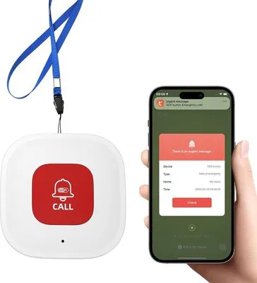 Zdjęcie produktu dla Pager alarmowy dla seniorów z powiadomieniami w aplikacji, przycisk alarmowy do użytku domowego, monitorowanie opieki nad osobami starszymi bez miesięcznych opłat