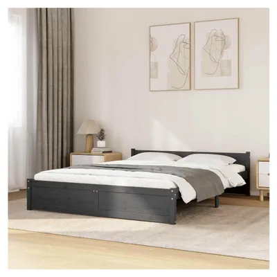 Produktbild von Bettgestell Grau aus Massivholz 135x190 cm