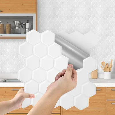 Produktbild von ISOISL Fliesenaufkleber 30x30cm Fliesen-Folie 10er-Set Deko selbstklebende Klebefliesen Weiß für Küche Bad Wohnzimmer Zimmer