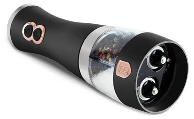 Produktbild von BerlingerHaus Elektrische Pfeffer- und Salzmühle Schwarz Roségold - 2-in-1 - Keramische Mühle