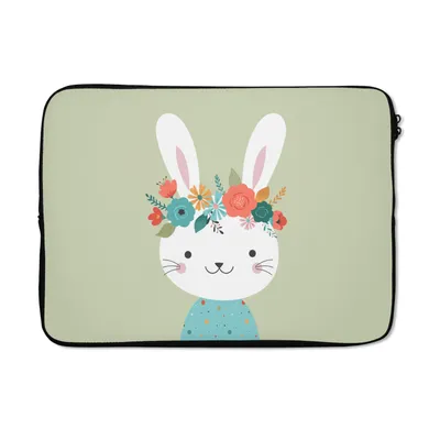 Produktbild von MuchoWow® Laptop Hülle 14 ZollKaninchen - Sommer - Blumen Laptoptasche - Laptoptasche - Stoßsicher - Schutzhaube