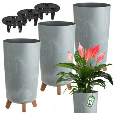 Zdjęcie produktu dla Zestaw 3 doniczek Prosperplast | Gracia Tubus Slim | Efekt betonu | 20 cm