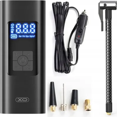 Obrázok produktu pre XO Elektrická vzduchová pumpa s batériou 6000 mAh 12V Prenosná pumpa na bicykel pre všetky ventily s digitálnym LCD LED svetlom Mini kompresor pre bicykel, autá