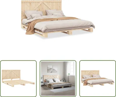 Produktbild von The Living Store Massivholzbett mit Kopfteil 200x200 cm Kiefer