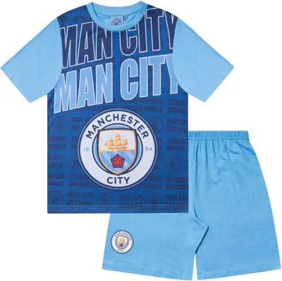 Produktbild von Manchester City FC - Schlafanzug mit Shorts für Jungen GF891 (122) (Dunkles Marineblau)