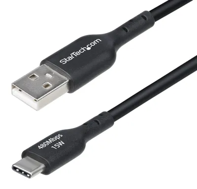 Produktbild von StarTech.com 30cm USB-A auf USB-C Ladekabel, Laden & Synchronisieren, 3A, USB 2.0, TPE-Mantel - Schwarzes USB Schnellladekabel, 0,3 m, USB A, USB C, USB 2.0, 0,48 Gbit/s, Schwarz