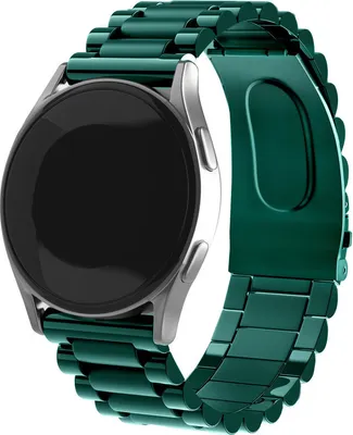 Produktbild von Strap-it Stahlarmband - Kompatibel mit Samsung Gear Sport Armband Ersatzarmband Edelstahl - Faltschließe - Hochwertiges Material - für Smartwatch 20mm Armband Grün