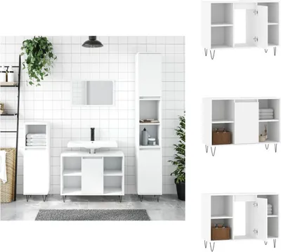 Image de vidaXL Armoire de salle de bain Blanc 80x33x60 cm Bois composite - lavabos de salle de bain