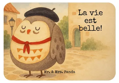 Produktbild von Mr. & Mrs. Panda Kühlschrankmagnet Eule Frankreich Design - Weiß - Geschenk, Notizhalter, Spruch, La Vie Est Belle, zettelhalter, Französisch, haftmagnet, magnet