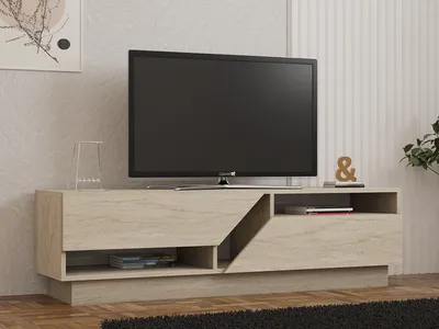 Image de Skye Decor, Koza - Travertine, travertin, meuble TV, 160 x 45 x 40 cm, 100 % PANNEAUX DE PARTICULES MÉLAMINÉS