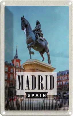 Produktbild von vianmo Blechschild 30x20 cm Madrid Spanien Panorama Bildmotiv Reisemotiv Abenteuer Reisen Urlaub