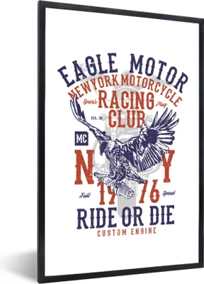 Produktbild von MuchoWow® MuchoWow® Gerahmtes Poster Mancave - Motor - Vogel - Vintage 20x30 cm - Poster mit zchwarzem Bilderrahmen - Drucken - Bilder Poster im Rahmen