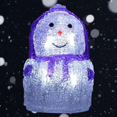 Image de Bonhomme de neige en acrylique LED 16 x 11 cm Décoration hivernale Décoration de Noël Figurine de Noël Figurine décorative