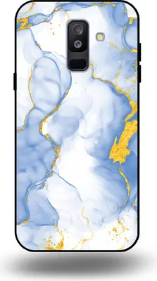 Produktbild von Smartphonica Handyhülle geeignet für Samsung Galaxy A6 Plus 2018 mit Hellblau Gold Marmor Print - TPU Backcover Case Hellblau Gold Marmor Design