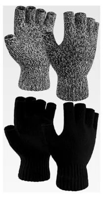 Produktbild von 2 Paar dicke warme Halbfingerhandschuhe für den Winter, gestrickt aus Kaschmir, fingerlose Handschuhe für Männer und Frauen