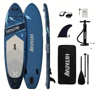 Obrázok produktu pre Nafukovacia doska na paddleboarding – stand-up paddleboard – dĺžka 3,10 m – šírka 76 cm – stabilná – nosnosť 181 kg – s pádlom, pumpou, taškou, bezpečnostným remienkom a plutvou