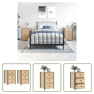 Produktbild von The Living Store Nachttische 2 Stk. Sonoma-Eiche 40x36x60 cm Holzwerkstoff