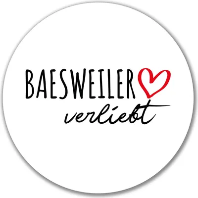 Produktbild von Huuraa Aufkleber Baesweiler verliebt 10cm rund Sticker Geschenkidee