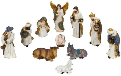 Produktbild von Krippenfiguren 11-teiliges Set Krippe Figuren 4-13cm Weihnachtsdekoration Deko