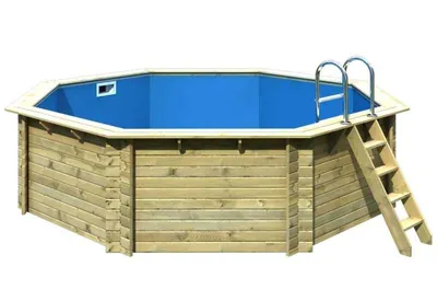 Produktbild von Aufstellpool Holzpool-Set Karibu Classic 2A rund Ø 470x124 cm inkl. Leiter & Bodenschutzvlies Holz