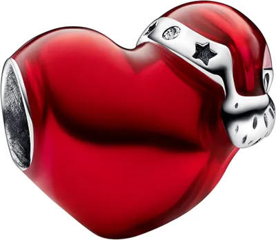 Image de Pandora Charm cœur de Noël rouge métallique 792336C01 Pendentif
