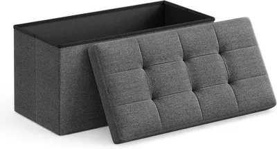 Productafbeelding van Famanu zitbank met opbergruimte, inklapbaar, belastbaar tot 300 kg, 80 liter inhoud, 76 x 38 x 38 cm, donkergrijs