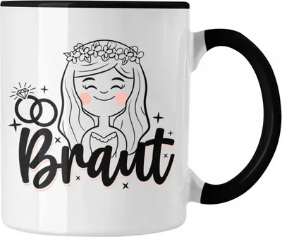 Produktbild von Trendation - Braut Tasse Geschenk Hochzeit Geschenkidee für Braut (Schwarz)