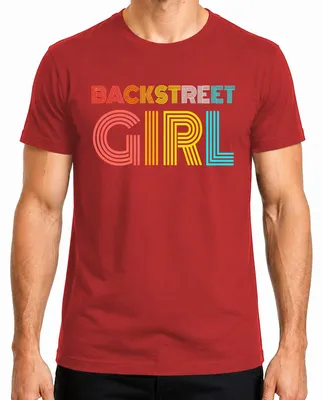 Imagen del producto de Camiseta para hombre de los años 90, estilo "Backstreet Boys", con diseño que hace referencia a un grupo musical de esa época, con un toque de sarcasmo. Color: rojo. Talla: XXL