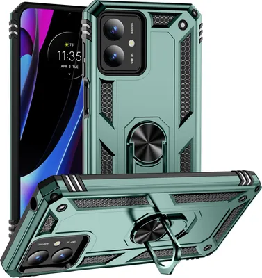 Produktbild von Schutzhülle für Motorola Moto G14 Dual Layer Robust Militäre Fallschutz Hülle mit Ringhalterung Ständer Grün