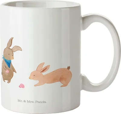 Produktbild von Mr. & Mrs. Panda Camping Tasse Hasen Muschel - Weiß - Geschenk, Kunststoffbecher, Pott, Kindertasse, Ferien, Urlaub, Mehrwegbecher, Strand, Muscheln, Kinderbecher, Meer