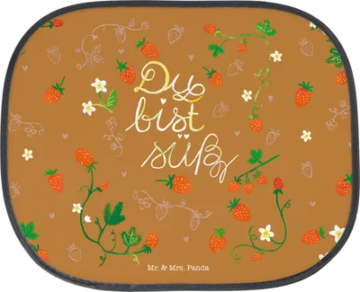 Produktbild von Mr. & Mrs. Panda Sonnenblende Auto Erdbeeren Süß - Geschenk, Sonnenschutz, Freundin, Erdbeere, Dekoration, Jahrestag, Partner, saugnapf, für, autofenster, Deko