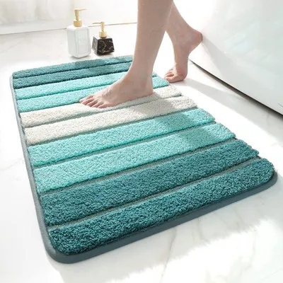 Obrázok produktu pre Uniqoos® Absorčujúca, protišmyková podložka do kúpeľne – hodvábne jemná mikrovlákna, zelená, 50 x 80 cm, spodná časť z TPR s protišmykovou úpravou