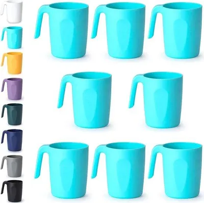 Produktbild von Famanu Kunststoff Kaffeetassen Set von 8 - Wiederverwendbare Trinkbecher - Für Zuhause und Camping