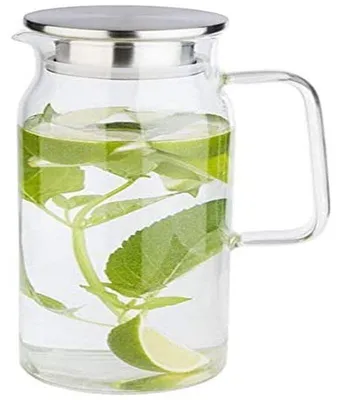 Produktbild von Glaskaraffe Wasserkaraffe Limonadenkaraffe - 1,5 Liter - Mit Deckel - Ausgießer mit Sieb - Ø 10 x 26 cm
