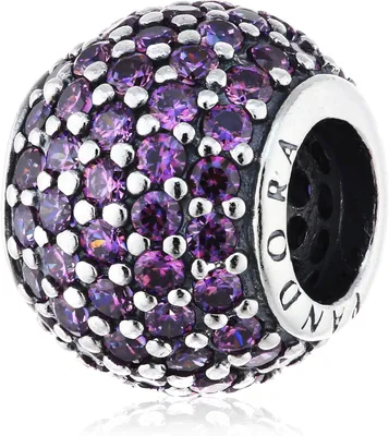 Image de Charm Pandora pour femmes, "Gouttes scintillantes", collection "Fancy", couleur violet, argent, référence 791755CFP