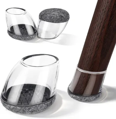 Produktbild von Stuhlbeinkappen 20-25 mm, 16er-Set, rund, Silikon mit grauem Filz, für Stuhl