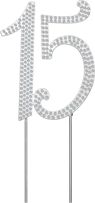 Imagen del producto de Número 15 decorativo, con brillo, de 20 cm, para tartas de cumpleaños