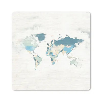 Produktbild von MuchoWow® Mauspad Mousepad Weltkarte - Farben - Weiß 30x30 cm - Mousepads - Maus Mat - Pad - Mausunterlage - Gaming