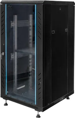 Zdjęcie produktu dla Szafa Rack NETBERG 19" 22U 600x600 mm stojąca instalacyjna czarna + półka