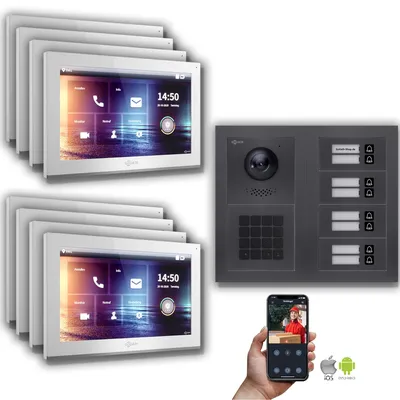 Image de Goliath IP interphone vidéo : 10 pouces 8 maisons familiales, code numérique,Anthracite : 10 pouces blanc : Boîte d'encastrement Couleur du moniteur : 10 pouces blanc Montage : boîte d'encastrement