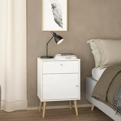 Image de Antenati - Chevet, 50x39x72h cm Blanc, une Étagère
