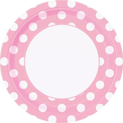 Immagine prodotto di 8 piatti di carta rosa chiaro con pois bianchi Cartone 22 cm - Taglia unica