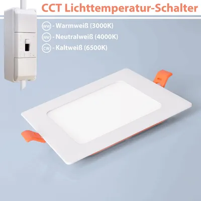 Produktbild von LED-Panel 2601 Weiß, Eckig, 12W, 1125lm, CCT einstellbar (Warmweiß, Neutralweiß, Kaltweiß), 170 mm, inkl. Trafo