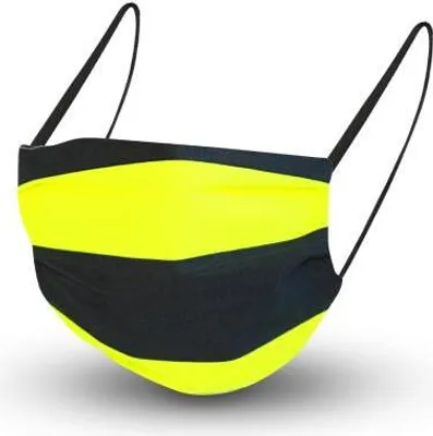 Produktbild von Design Maske aus Baumwolle mit em Innenvlies - Gelb-Schwarz gestreift - 15450 + Gratiszugabe